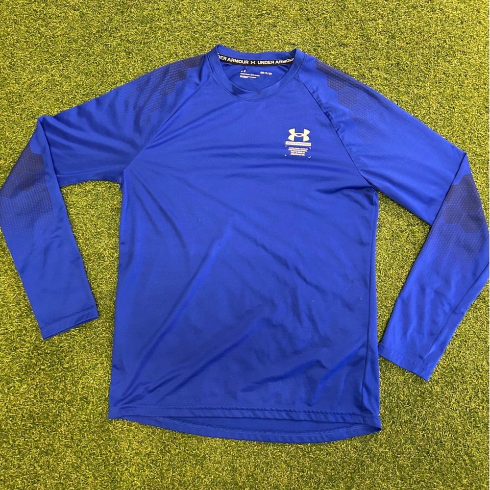 Under Armour Mens Royal Blue Loose Fit Long Sleeve Performance Shirt Small